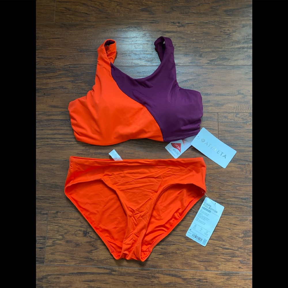 Athleta color block bikini, high neck  new w tags